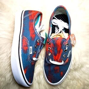 VANS Comfycush Authentic Blue Red Low Top Canvas Women’s Sneakers VN0A3WM747C